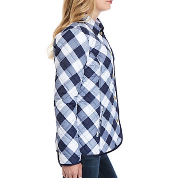 NWT Crown & Ivy White Navy Plaid Quilted Jacket XS - Picture 3 of 3